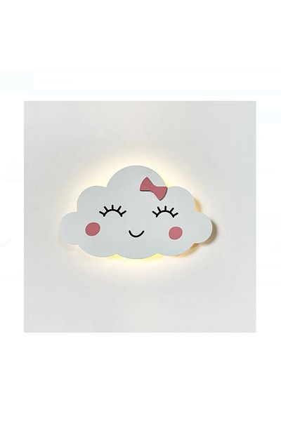 OEM White cloud night light with pink bow, LED, 22x13.5cm