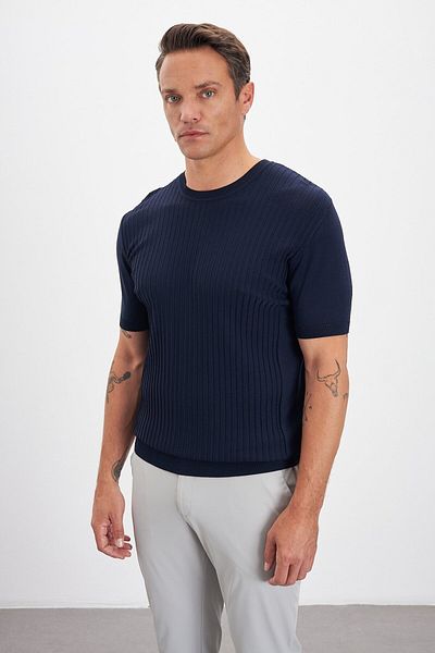 Paşahan Striped Patterned Crew Neck Knitwear Men's T-Shirt