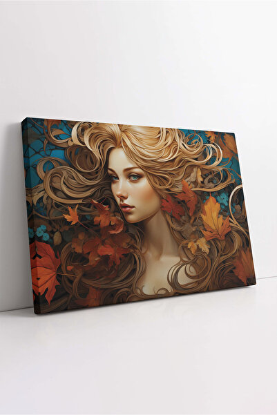 KOSS Dijital Εικόνα ξανθών γυναικών και φθινοπωρινού καμβά, Εικόνα κίτρινων φ...