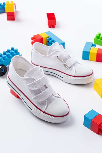 MİSSWEMODASHOES Çocuk Unisex Rahat Kalıp Keten Cırtlı Sneaker