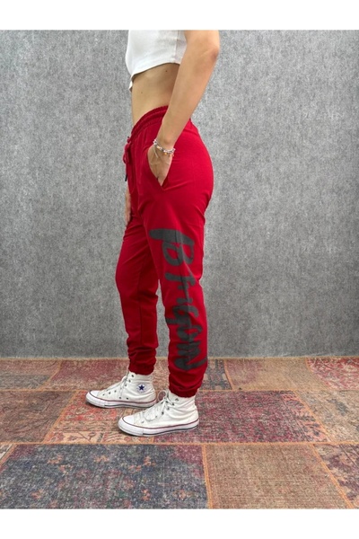 FıttingRoom Printed Red Jogger with Elastic Waist and Legs