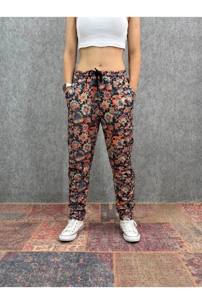 FıttingRoom Elastic Waist Pipe Leg Patterned Trousers