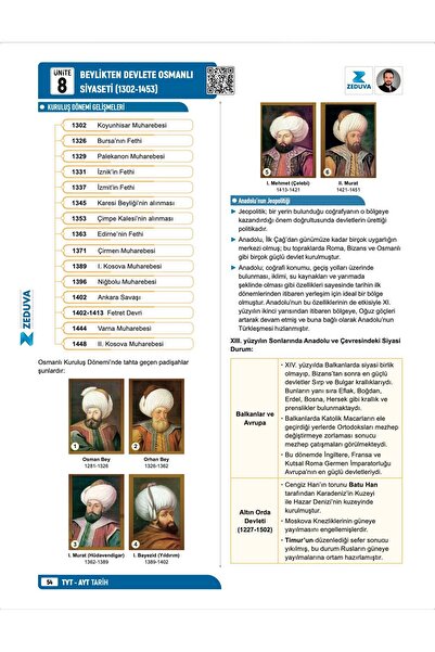 Zeduva Soner Ardıç Tarih TYT-AYT Tarih 1 Kitap 3 Kamp Video Ders Kitabı