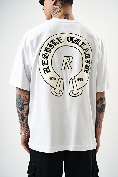 Respire Ανδρικό R Creative Κεντημένο Oversize T-Shirt Λευκό