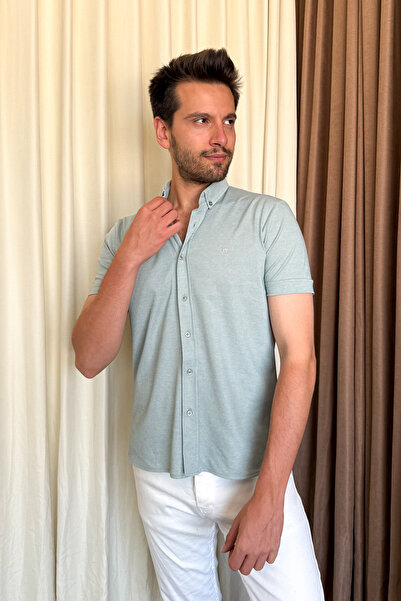 ModaPlaza Men's Interlock Short Sleeve Shirt 1017