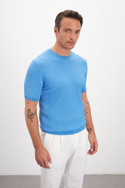 Paşahan Striped Patterned Crew Neck Knitwear Men's T-Shirt