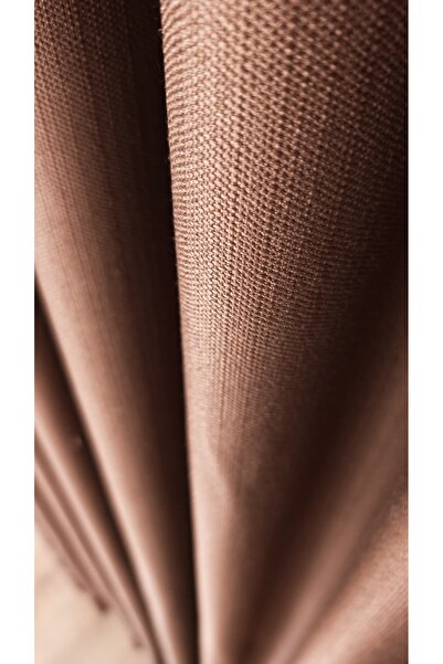 Yuka Linen Textured Dark Coffee Panel Background Curtain Luxury Heavy Weighted Single Wing 1/3 Tight Pleated Solid Color