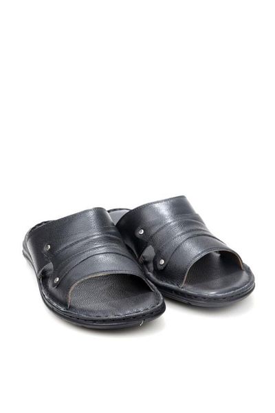 PİSAGOR Pisagor Ps-33530 Orthopedic Men's Massage Sole Genuine Leather Slippers