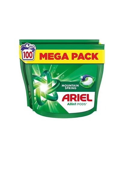 Ariel Detergent de rufe capsule Ariel All in One PODS Mountain Spring, 2x50 buc, 100 spalari