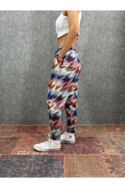 FıttingRoom Elastic Waist Carrot Patterned Trousers
