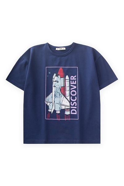 Cigit Μπλουζάκι με στάμπα Dıscover 8-12 ετών Navy Blue