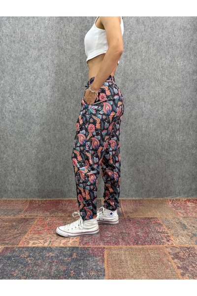 FıttingRoom Elastic Waist Carrot Patterned Trousers
