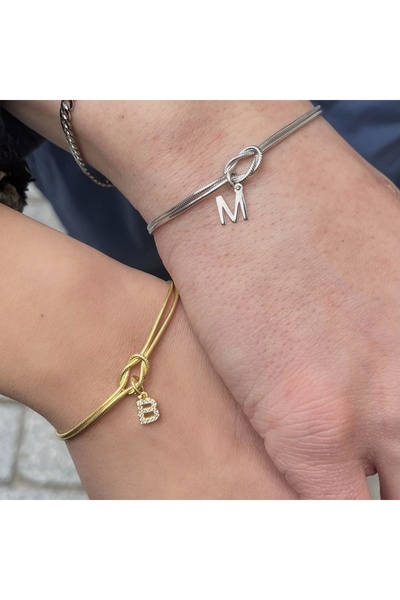 Vintagezegeni Harfli Düğüm Çift Bileklikleri | 925 Gümüş