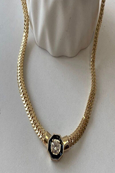 TAŞÇIZADE Gold Color Serenay Stone Pendant Bijouterie Steel Necklace