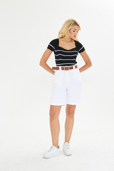 TIFFANY&TOMATO Duble Paça Kemerli Gabardin Şort