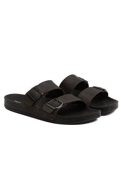 Pierre Cardin Daily Brown Color Double Buckle Men's Slippers