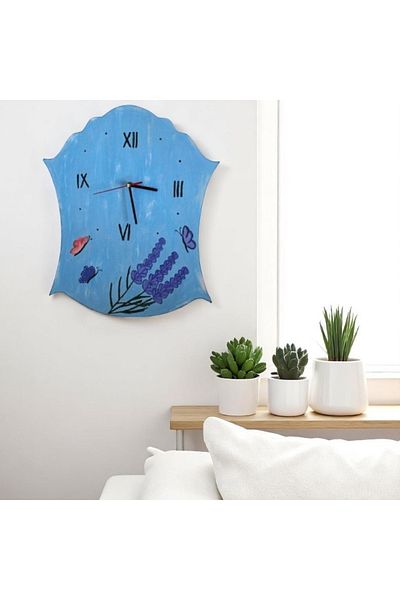 Decoratiuni Vintage Casa Retro Lavender wall clock, hand painted, height 40 cm
