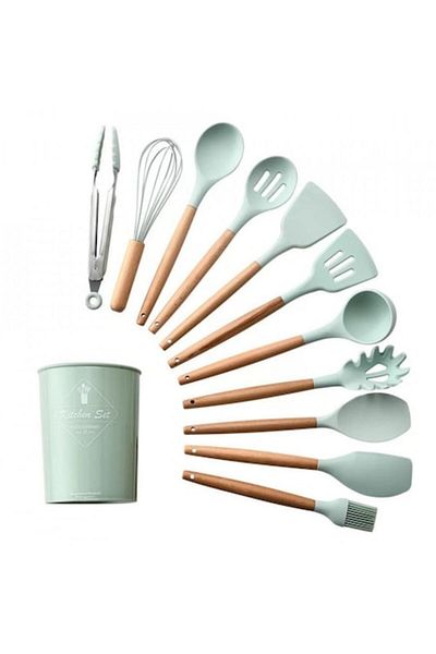 OEM Set 12 silicone kitchen utensils, pastel green