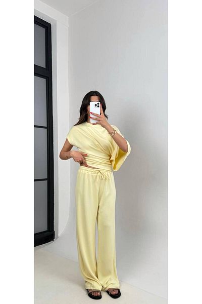 manana fashion SET DE EȘEF ÎMBRĂCĂMINTE TREND YARASA KOL TSHIRT ŞI PANTALON