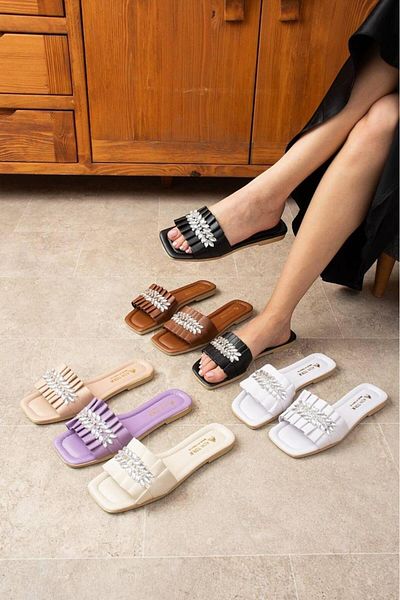 Akkoyunlu home Stoned Leaf Women's Slippers Daily Slippers