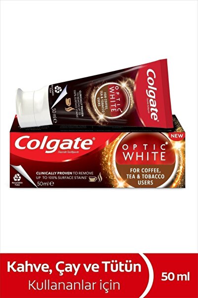 Oral-B Colgate Diş Macunu Optic White Kahve, Çay ve Tütün Kullananlar için 50ml