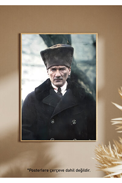 One Little Happiness Atatürk Portresi Poster Estetik Duvar Posteri , Çerçevesiz Poster