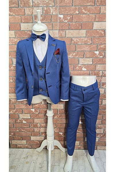 HAYTA Children's Suit Vest and Shirt Set 1 Year Old-14 Years Old Silver Indigo