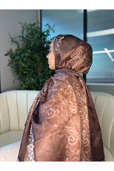 Oxygen Scarfs Leopard Detailed Cotton Silk Shawl-456654
