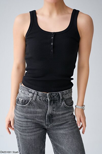 My Blog Black Front Buttoned Undershirt - 251001