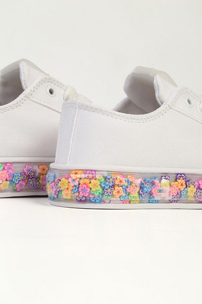Benetton ® |   Candy Flower White Children's Sports Shoes Bn-32126