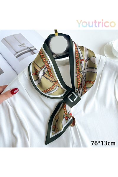 Youtrico Silk Scarf with Perforated Diagonal Design 76*13cm Versatile Korean Style Fashion Accessory