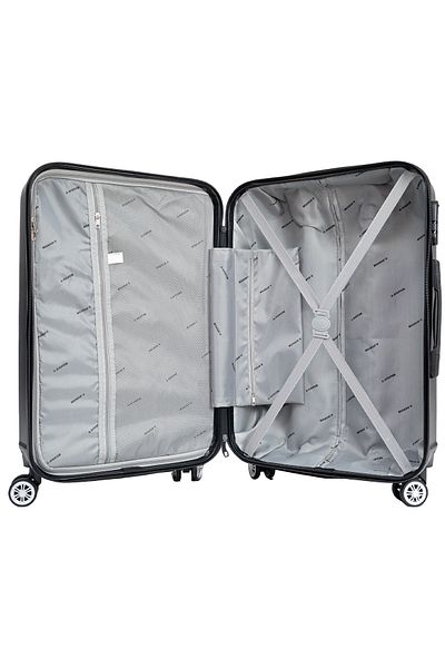 aventor Troler mare Av104, 76x49x29 cm, bagaj de cală, 100% ABS, 4 roți duble pivotante la 360°, negru