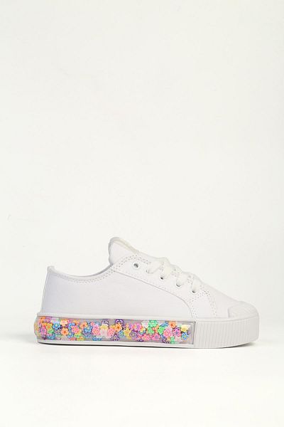 Benetton ® |   Candy Flower White Children's Sports Shoes Bn-32126