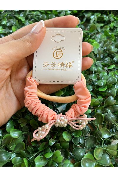 PONÇİK ACCESSORİES Salmon 2-piece bow and pearl detailed tire set