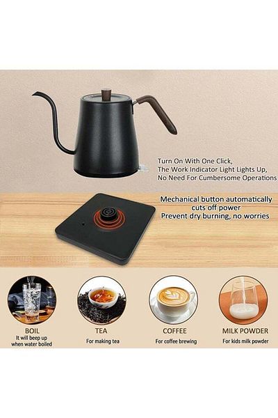 COOYA Electric Gooseneck Kettle, 0.8L 304 Stainless Steel Pour-Over Kettle & Coffee Pot