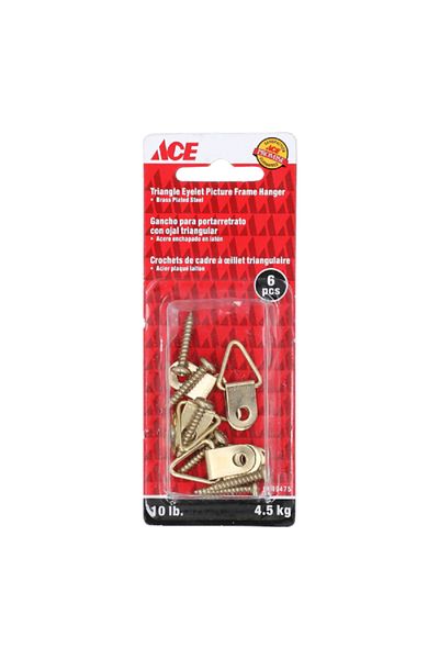 ACE 6-Piece Triangle Eyelet Brass Plated Steel Picture Frame Hanger Gold 4.5kg