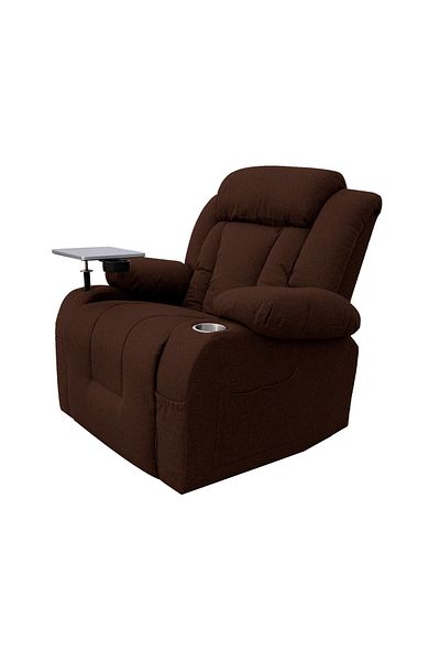 BACK COMFORT Linen Classic Recliner Chair with Laptop Table & Cups Holder - Dark Brown - ComfortNest PLUS