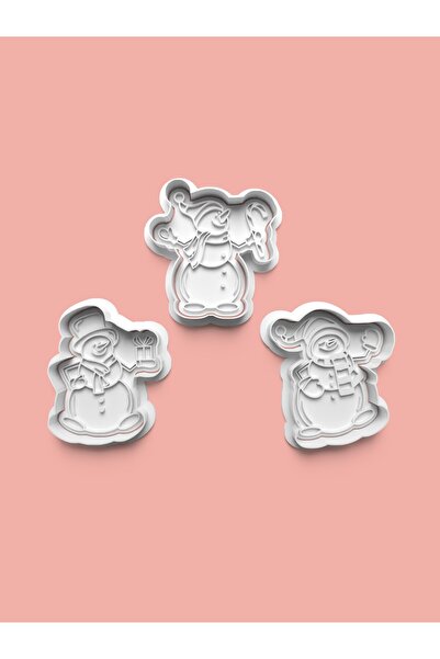 AKTASTORE مجموعة قوالب البسكويت على شكل رجل ثلج وقوالب عجينة السكر مكونة من 3...