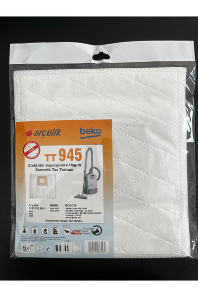 MAPABEK 5 قطع Arçelik- Beko TT 945 كيس غبار صناعي للمكنسة الكهربائية
