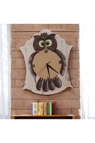 Decoratiuni Vintage Casa Retro Owl wall clock, hand painted, height 40 cm