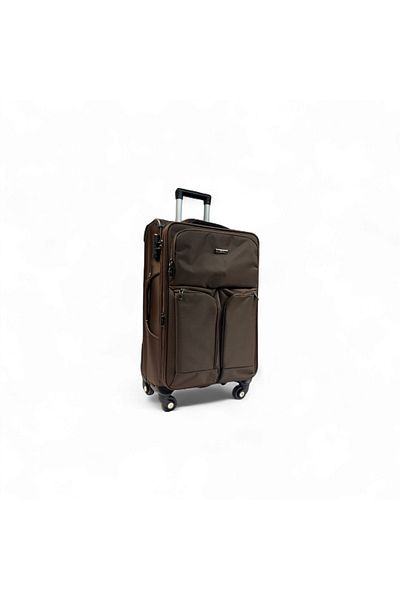 Rorik Textile Trolley, 68 L, M 70x40x28 cm, anti-theft combination zipper suitcase, 360° wheels, Brown