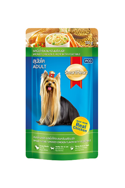 SmartHeart Adult Wet Dog Food Smoked Chicken Flavor with Vegetables 130 g