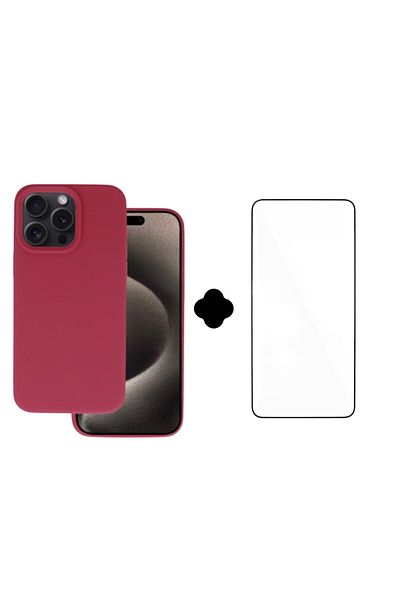 Gtech SET Silicone case + Transparent film, compatible with iPhone 16 Pro Maxjelly, flexible, Burgundy
