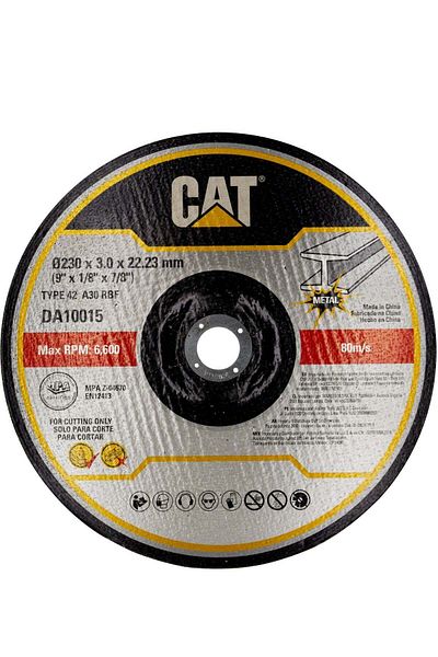 Caterpillar CAT DA10015 Abrasive Flat Metal & INOX Cutting Discs Ø230 (9") x3mm 5Pcs