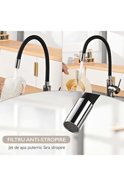 topaqua Flexy+ Βρύση Νιπτήρα Κουζίνας, Μαύρη