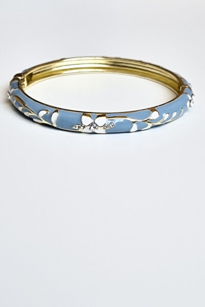 ayışığı Blue Enameled Handcuff Bracelet