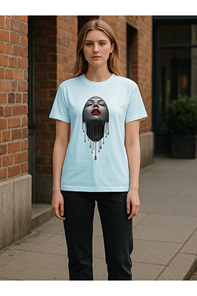 trendypassion Унисекс тениска с щампа на женски портрет с диаманти