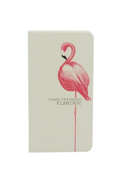 Roco Memo Notebook – Flamingo Design, 3.62" x 6.34", 109 Pages, White/Pink