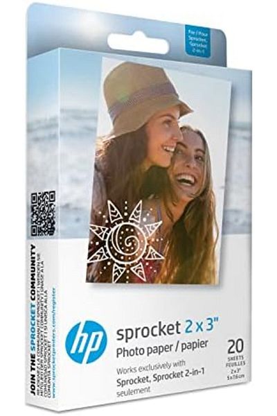 HP Sprocket 2x3" Premium Zink Sticky Back Photo Paper (20 Sheets) Compatible with HP Sprocket Photo