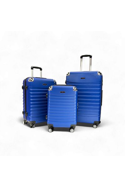 Rorik Set de 3 cărucioare din policarbonat, S 55x35x20 cm, M 65x40x25 cm, L 77x45x30 cm, roți duble 360°, albastru